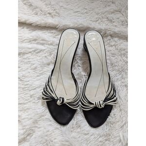 Vintage Kate Spade Black And White Slip On Kitten Heels Rounded Chunky Heel 8.5